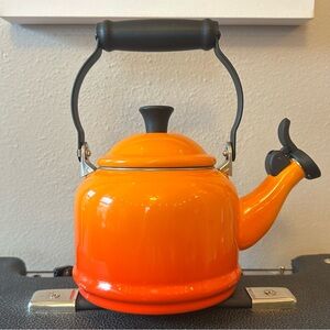 SOLD Le Creuset Enamel on Steel Demi 1.25 QT Tea Kettle in the Flame Volcanic